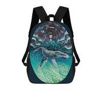 sinyumoney Ocean Whale Norther Lights Children's Backpacks School Backpack 3D Printed Backpack for Kids Travel Rucksacks Book Bags Kids School Bag 17inch