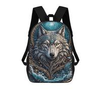 sinyumoney Ocean Wolf Steampunk Backpack School Business Laptop Rucksack Bag Unisex Casual Daypack for Girls Boys Teenage 17inch