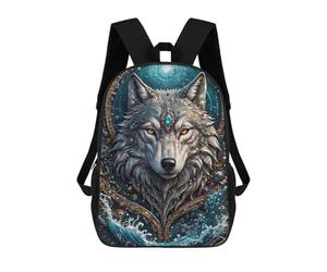 sinyumoney Ocean Wolf Steampunk School Backpack Daypacks Business Backpack Water Resistant Bookbag for Campus Outdoor Travel Sports 17inch
