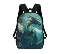 sinyumoney Oceanic Dragon Artwork Backpack School Bag Daypacks Business Backpack Water Resistant Bookbag for Girls Boys Teenage 17inch