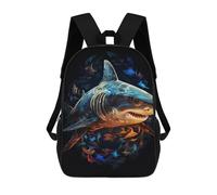 sinyumoney Oceanic Great White Shark Children's Backpacks 17inch School Backpack 3D Printed Bag Bookbag for Kids Travel Rucksacks Boy Girl Book Bags Kids School Bag