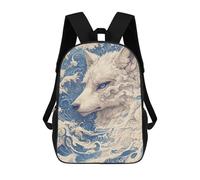 sinyumoney Oceanic Wolf Art Print Backpack Cartoon Plush Bag, 3D Backpack for Kids School Bag Birthday Gift Idea for Boys And Girls 17inch