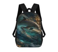 sinyumoney Oceanic Wonder Dolphin in Motion Children's Backpack, Schoolbag Large Capacity Students Bookbag Rucksack Knapsack for Boys Girls Adults Teen 17inch