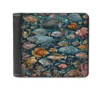 sinyumoney Ocean's Finned Wonders 3D Print PU Leather Wallet Card Slots Coin RFID Blocking Leather Wallet Craftsmanship Gifts 11.7cm*9.5cm