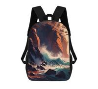 sinyumoney Ocean's Fury Coastal Stormscape School Backpack Water Resistant Computer Rucksack for Teenage Girls Boys Women Men 17inch