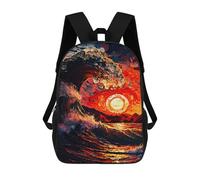 sinyumoney Oceans of Fire Kids Backpack 17 Inch School Bag 3D Printed Cartoon School Backpacks for Boys And Teenager School Students