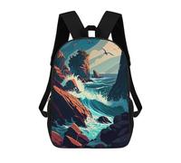 sinyumoney Ocean's Wild Symphony School Bag 3D Printed Backpacks Fashion Kids School Backpack Boys Rucksacks for Boys Middle School Students 17inch
