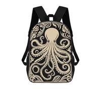 sinyumoney Octopus Art Nouveau Illustration Rucksacks 3D Printed Children 17inch Backpacks Fashion Casual Daypack Travel Bags Outdoor Casual Daypack for Boy And Girl