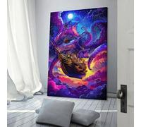 sinyumoney Octopus Attacks Ship in Fantasy Night Sky Poster Canvas Wall Art Poster Decorative Modern Home Print Picture Artworks Posters Art Canvas Prints 08x12inch(20x30cm)