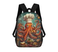 sinyumoney Octopus Chef Backpack School Lightweight Casual Daypack School Backpacks for Men, Women & Teenage Boys 17inch