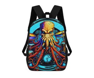 sinyumoney Octopus Drummer Cosmic Rhythm Master Backpack 3D Print Kids Bag Elementary Students Daypack Lightweight School Bag for Children Girls Boys Nursery Lunch Pack 17inch