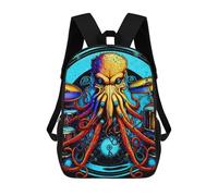 sinyumoney Octopus Drummer Cosmic Rhythm Master Kids School Backpack 3D Printed Backpacks Fashion School Bag Rucksacks for Boys Elementary And Middle School Students 17inch