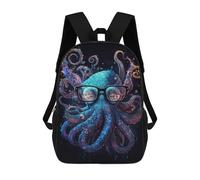 sinyumoney Octopus Glasses Ocean Art Print Rucksack Lightweight Airport College Students Back Pack- Perfect for Travel, Work And Daily Use 17inch