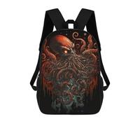 sinyumoney Octopus Horror Illustration Kids School Backpack 3D Printed Fashion School Bag Casual School Bag for Boys Elementary And Middle School Students 17inch