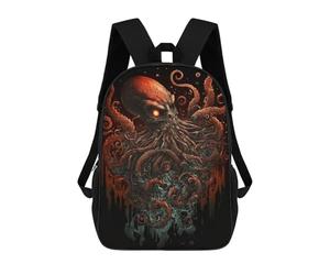 sinyumoney Octopus Horror Illustration Kids School Backpack 3D Printed Fashion School Bag Casual School Bag for Boys Elementary And Middle School Students 17inch