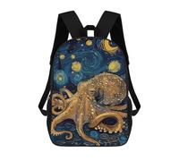 sinyumoney Octopus in Starry Night Style Children's Backpacks School Backpack 3D Printed Backpack for Kids Travel Rucksacks Book Bags Kids School Bag 17inch