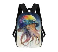 sinyumoney Octopus in Watercolor Children's Backpacks School Backpack 3D Printed Backpack for Kids Travel Rucksacks Book Bags Kids School Bag 17inch