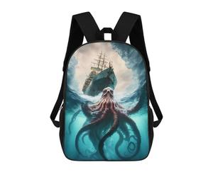 sinyumoney Octopus Vs. Ship Ocean Battle Backpack School Rucksack Casual Daypacks School Work Travel Bag for Men/Women 17inch