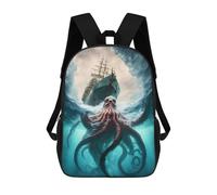 sinyumoney Octopus Vs. Ship Ocean Battle Children's School Backpack 3D Printed for Kids Travel Rucksacks Book Bags Kids School Bag 17inch