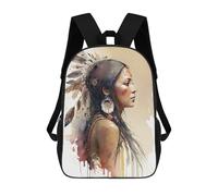 sinyumoney Oil Painting Indian Woman Children's School Backpack 3D Printed for Kids Travel Rucksacks Book Bags for Boys Elementary School Students 17inch