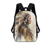 sinyumoney Oil Painting Indian Woman Kids School Backpack School Bag 3D Printed School Bag for Boys Elementary And Middle School Students 17inch