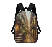 sinyumoney Oil Painting of Barcelona Backpack 3D Printed Children's School Backpack for Kids High Capacity Travel Rucksacks Book Bags Kids School Bag Back Pack 17inch