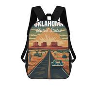 sinyumoney Oklahoma Road Trip Backpack 3D Printed Kids School Backpack High Capacity Travel Backpacks Book Bags Kids Backpack 17inch
