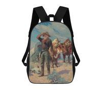 sinyumoney Old Man Looking For A Road Backpacks Kids 17inch School Backpack School Bag 3D Printed School Bag for Boys Elementary And Middle School Students