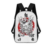 sinyumoney Oni Mask School Bags High Secondary School Bags Casual Backpack for Camping Outdoor Adventures And Daily Travel 17inch