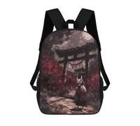 sinyumoney Oni Mask Torii Gate Backpack School Bag Water Resistant Travel Backpack Computer Bag for Girls Boys Teenage 17inch