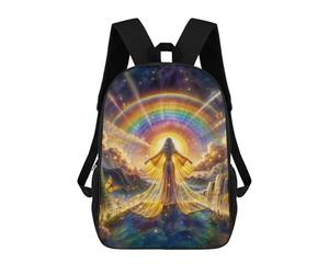 sinyumoney Open Arms for Abundance 3D Printed Children's 17 Inch Backpacks 3D Printed Casual School Bag for Boys Elementary And Middle