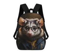 sinyumoney Opossum Cool Glasses School Backpack School Bags For Girls Boys Backpack With Pocket Fashion School Bag Kids Backpack 17inch