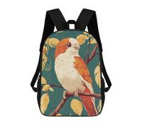 sinyumoney Orange And White Bird on Branch Kids School Backpack School Bag 3D Printed School Bag for Boys Elementary And Middle School Students 17inch