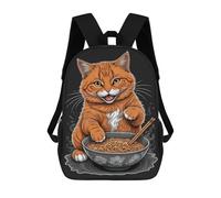 sinyumoney Orange Cat And Ramen School Backpack Work Laptop Backpack Rucksack Bag for Teenage Girls Boys Women Men 17inch