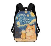sinyumoney Orange Cat Beer Starry Night School Backpack Business Laptop Rucksack Bag Unisex Casual Daypack for Boys/Girls/Teenagers 17inch