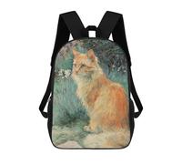 sinyumoney Orange Cat Garden Painting 3D Printed 17inch School Bag Children's School Backpack Travel Backpacks Casual Fashion Bag for Kids School Students