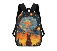 sinyumoney Orange Cat Starry Night Backpacks 3D Printed Kids School Backpack Outdoor Casual Daypack Fashion Casual Children Backpacks Cute Travel Bags 17inch
