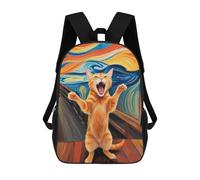 sinyumoney Orange Cat The Scream Backpack School Fashion Stationery Backpack Waterproof Casual Daypacks for Boys/Girls/Teenagers 17inch