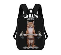 sinyumoney Orange Cat Weightlifting Backpack School Bag Water Resistant School Bag Business Backpack - Perfect for Travel, Work And Daily Use 17inch
