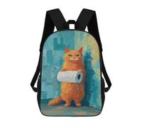 sinyumoney Orange Cat with Toilet Paper Roll -1 Backpack School Rucksack Casual Daypacks School Work Travel Bag for Men, Women & Teenage Boys 17inch