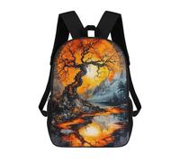 sinyumoney Orange Moon Landscape School Backpack Daypacks Business Backpack Water Resistant Bookbag for Campus Outdoor Travel Sports 17inch