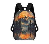 sinyumoney Orange Moon Over Mountains Backpack School Bag Lightweight Airport College Students Back Pack for Men, Women & Teenage Boys 17inch