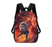 sinyumoney Orange Space Cat School Bag Bookbag 3D Printed Children's Backpacks for Kids Boy Girl Book Bags Kids School Bag Travel Rucksacks 17inch