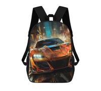 sinyumoney Orange Sportscar School Backpack Daypacks Business Backpack Water Resistant Bookbag for Men/Women 17inch
