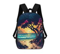 sinyumoney Orange Sunset Oilpainting School Backpack Daypacks Business Backpack Water Resistant Bookbag for Men/Women 17inch