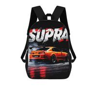 sinyumoney Orange Supra Car Art Backpack School Bag School Secondary High School College Backpack Travel for Teenage Girls Boys Women Men 17inch
