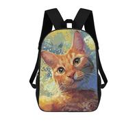 sinyumoney Orange Tabby Cat Portrait School Backpack Fashion Stationery Backpack Waterproof Casual Daypacks for Teenage Girls Boys Women Men 17inch