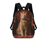 sinyumoney Orange Tabby Cat Queen Backpack School Bag Large School Backpack for Boys for Teenage Girls Boys Women Men 17inch