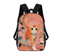 sinyumoney Orange Tabby Cat with Floral Background School Bags Water Resistant Travel Backpack Computer Bag for Teenage Girls Boys Women Men 17inch