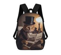 sinyumoney Orange Tabby Hat Reading Backpack School Bag School Secondary High School College Backpack Travel for Boys/Girls/Teenagers 17inch